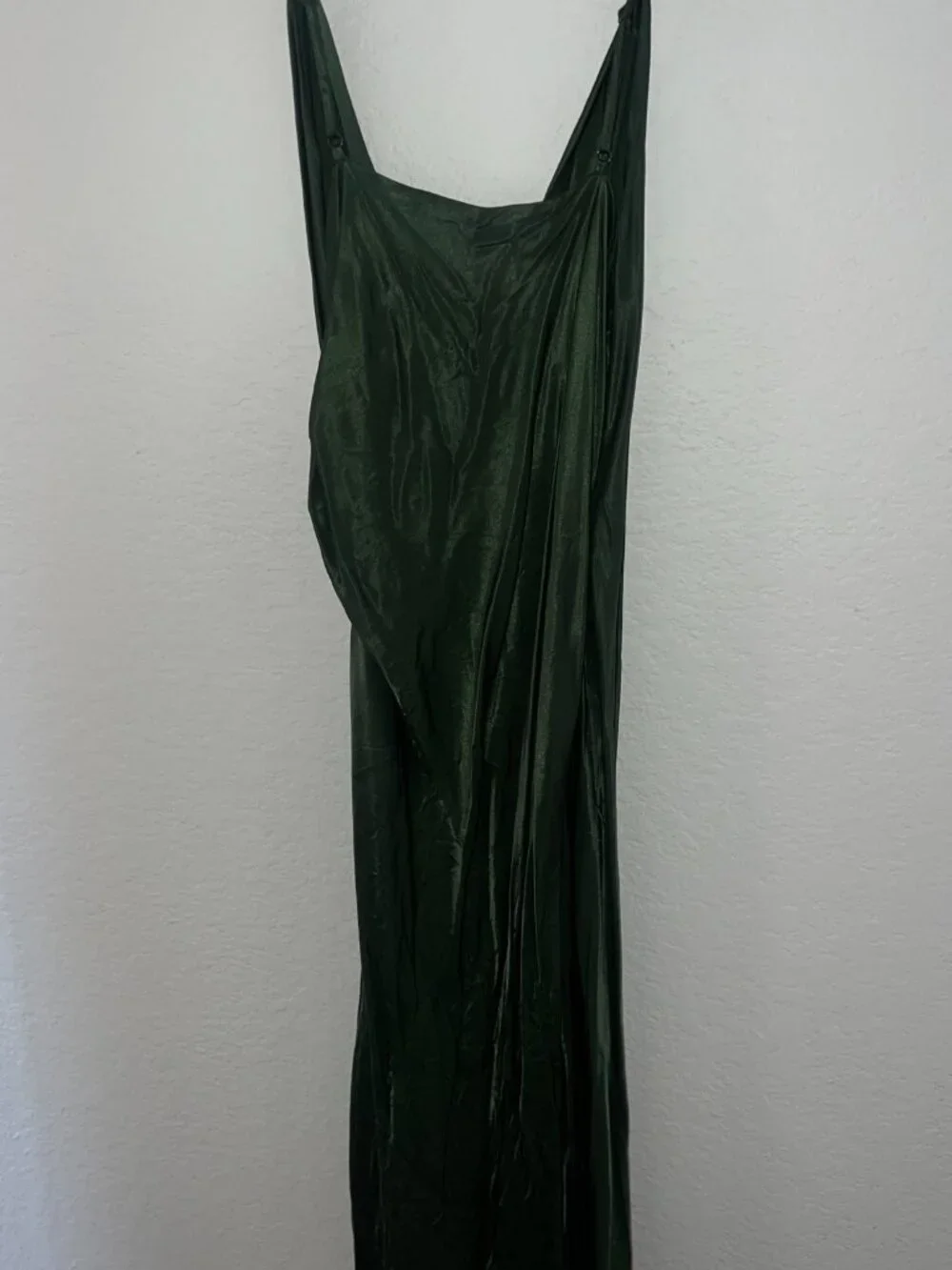 Zara Emerald Green Satin Ruched Midi Dress